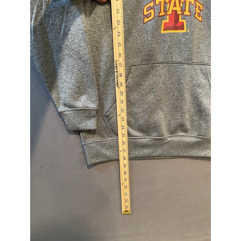 Iowa State Cyclones Hoodie Mens Medium Gray Colorblock Hooded Fleece Pullover - Picture 8 of 8